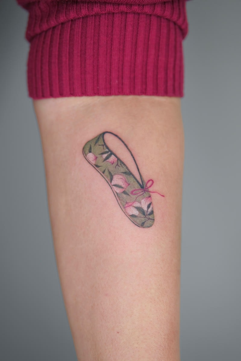 Delicate botanical fine line tattoo by Ling at Oops Tattoo Studio
